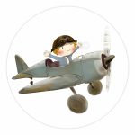 Muurcirkel Jongetje in Vliegtuig | Ø 40 tot 140 cm