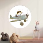 Muurcirkel Jongetje in Vliegtuig | Ø 40 tot 140 cm - Afbeelding 2