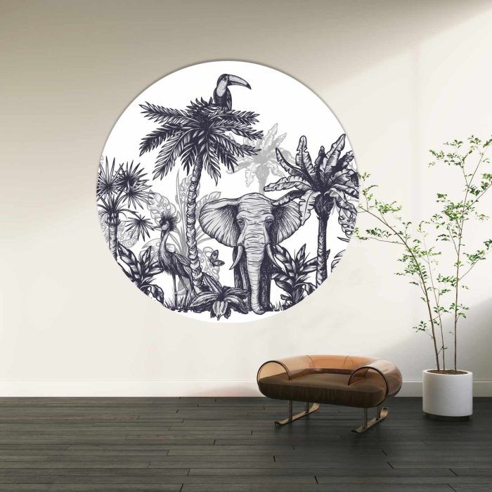 Muurcirkel Jungle Silver | Ø 40 tot 140 cm - Afbeelding 2