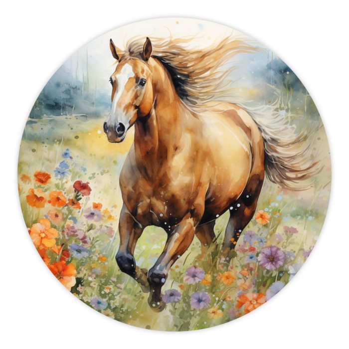 muurcirkel-paard-wei Muurcirkel Paard in de Wei | Ø 40 tot 140 cm - Afbeelding 1