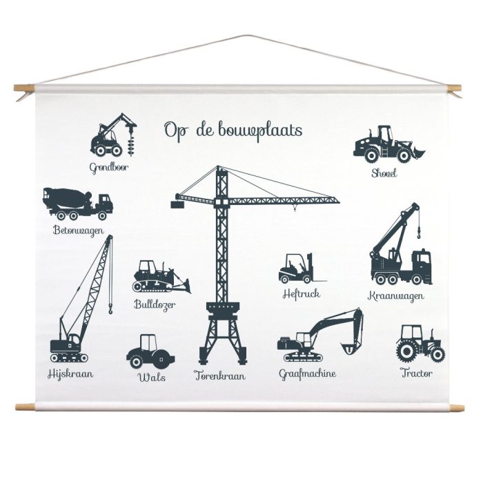 Textielposter Op de Bouwplaats - Afbeelding 1