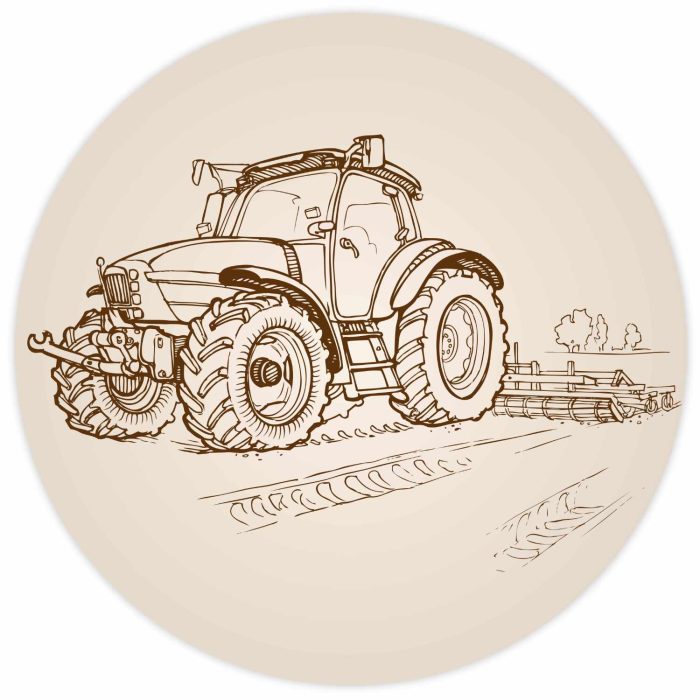 Behangcirkel Tractor en ploeg - Afbeelding 1