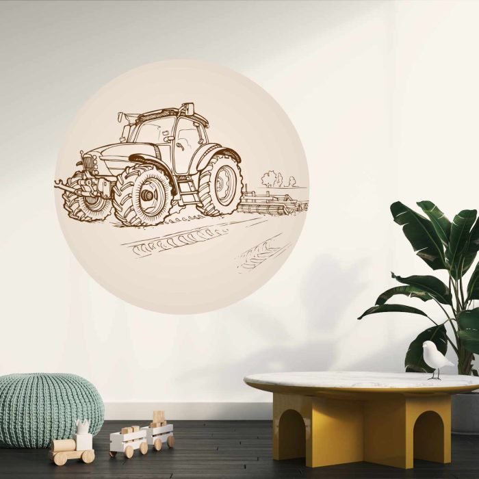 Behangcirkel Tractor en ploeg - Afbeelding 2