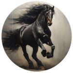 Behangcirkel Zwart Paard