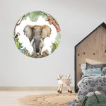 Behangcirkel Olifant in de jungle - Afbeelding 2