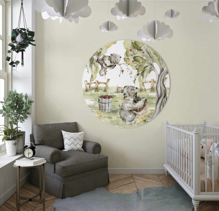 behangcirkel-woodlandwalk-beren-kidzstijl Behangcirkel Beer | Ø 40 tot 140 cm - Afbeelding 2