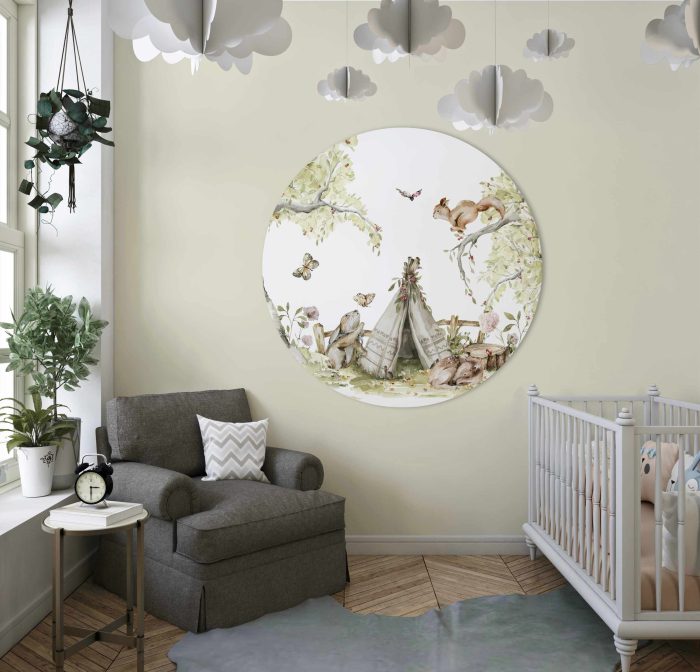 behangcirkel-woodlandwalk-dieren-kidzstijl Behangcirkel Dieren | Ø 40 tot 140 cm - Afbeelding 2