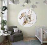 Behangcirkel Konijn op schommel | Ø 40 tot 140 cm - Afbeelding 2