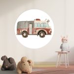 Muurcirkel Brandweerwagen | Ø 40 tot 140 cm - Afbeelding 2