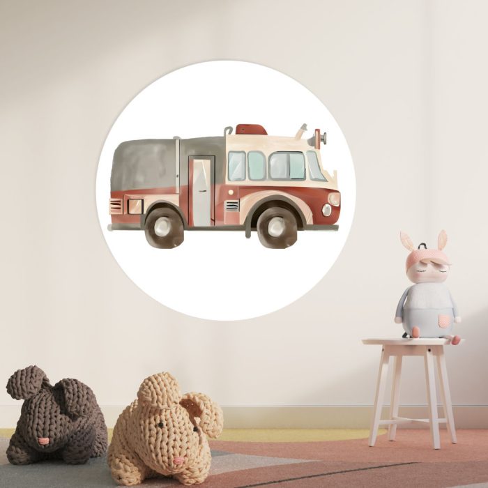 Muurcirkel Brandweerwagen | Ø 40 tot 140 cm - Afbeelding 2