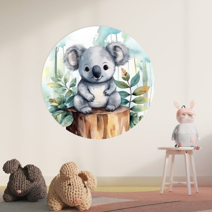 muurcirkel-koala-aquarel-kidzstijl Muurcirkel Koala aquarel | Ø 40 tot 140 cm - Afbeelding 2