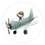 Muurcirkel Meisje in Vliegtuig | Ø 40 tot 140 cm