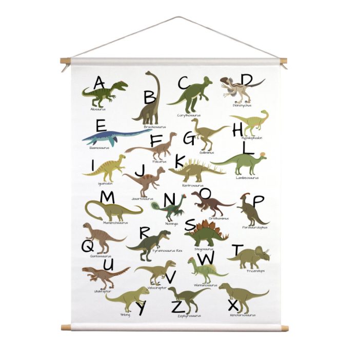 textielposter-dinoalfabet Textielposter Dinoalfabet - Afbeelding 1