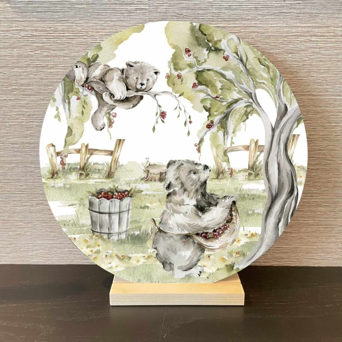 Muurcirkel Boswandeling | Beren | Ø 20 en 30 cm - Afbeelding 2