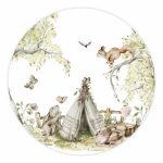 Muurcirkel Boswandeling | Dieren | Ø 20 en 30 cm