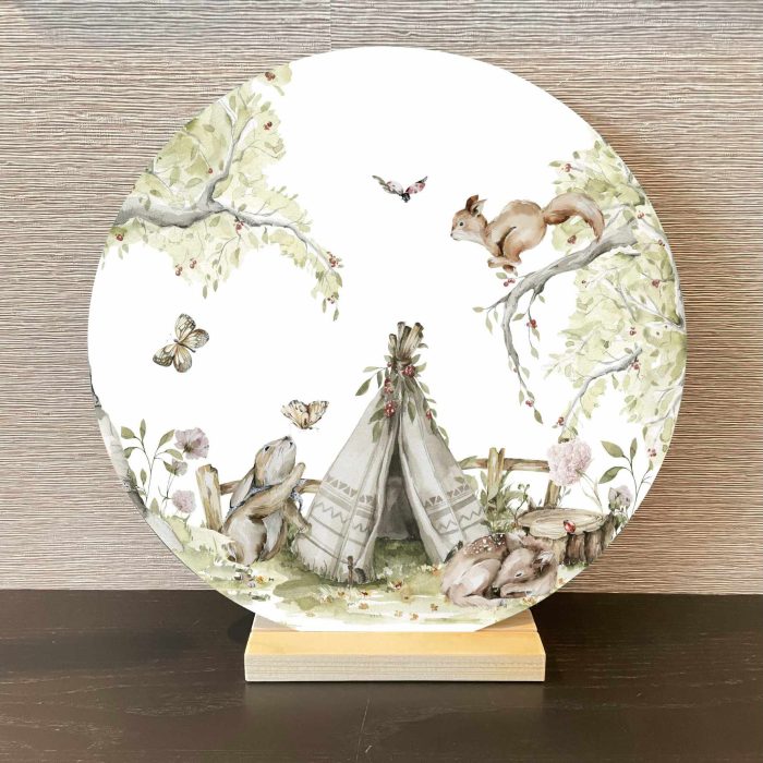 Muurcirkel Boswandeling | Dieren | Ø 20 en 30 cm - Afbeelding 2