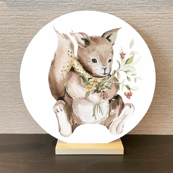 Muurcirkel Boswandeling | Eekhoorn | Ø 20 en 30 cm - Afbeelding 2