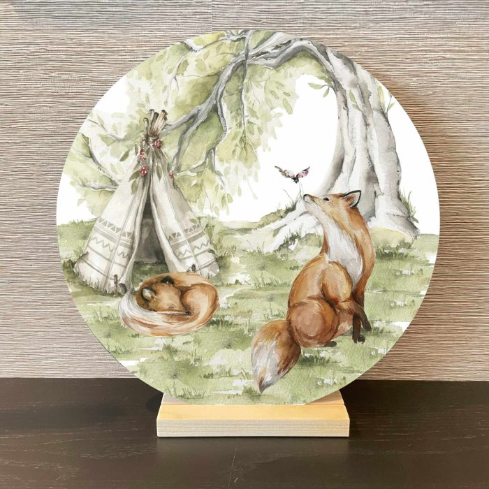 Muurcirkel Boswandeling | Vossen | Ø 20 en 30 cm - Afbeelding 2