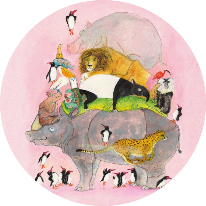 CK-036-packshot Behangcirkel Jumping Pinguins - Afbeelding 1