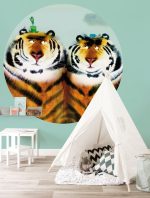 Behangcirkel Two Tigers - Afbeelding 2