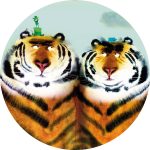 Behangcirkel Two Tigers