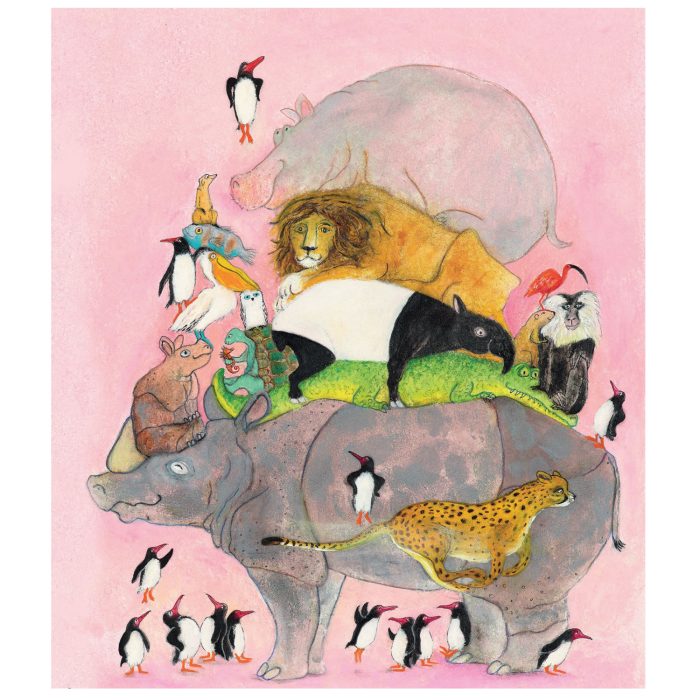 Fotobehang Jumping Penguins | wandvullend - Afbeelding 1