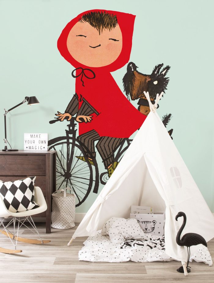 WS-036-int Fotobehang Riding my Bike | green | wandvullend - Afbeelding 2
