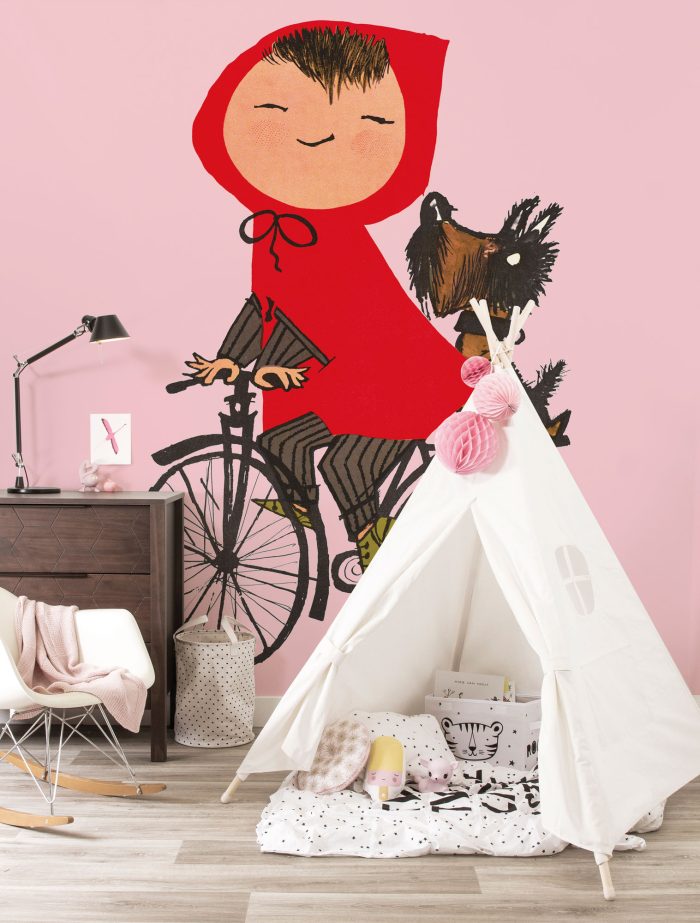 Fotobehang Riding my Bike | pink | wandvullend - Afbeelding 2