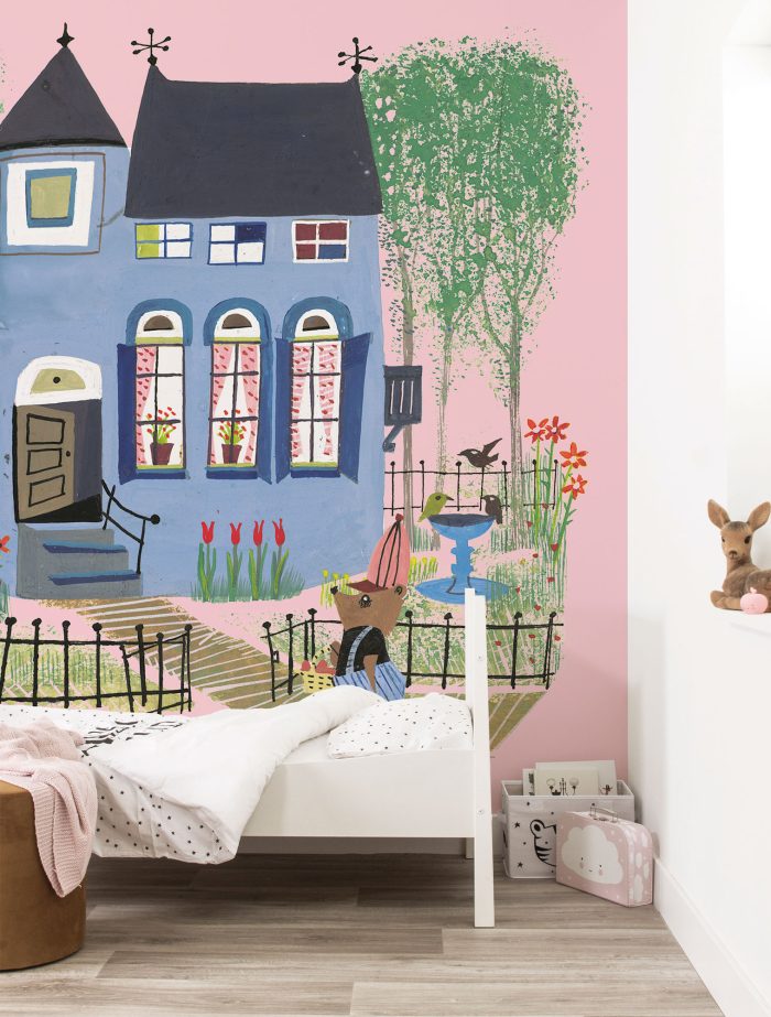 WS-043-int Fotobehang Bear with Blue House | wandvullend - Afbeelding 2