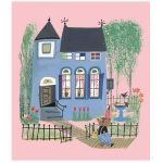 Fotobehang Bear with Blue House | wandvullend