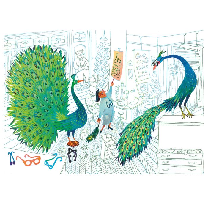 WS-085-kidz Fotobehang Green peacocks | wandvullend - Afbeelding 1