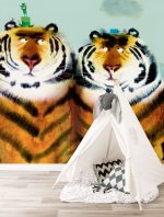 Fotobehang Two Tigers | wandvullend - Afbeelding 2