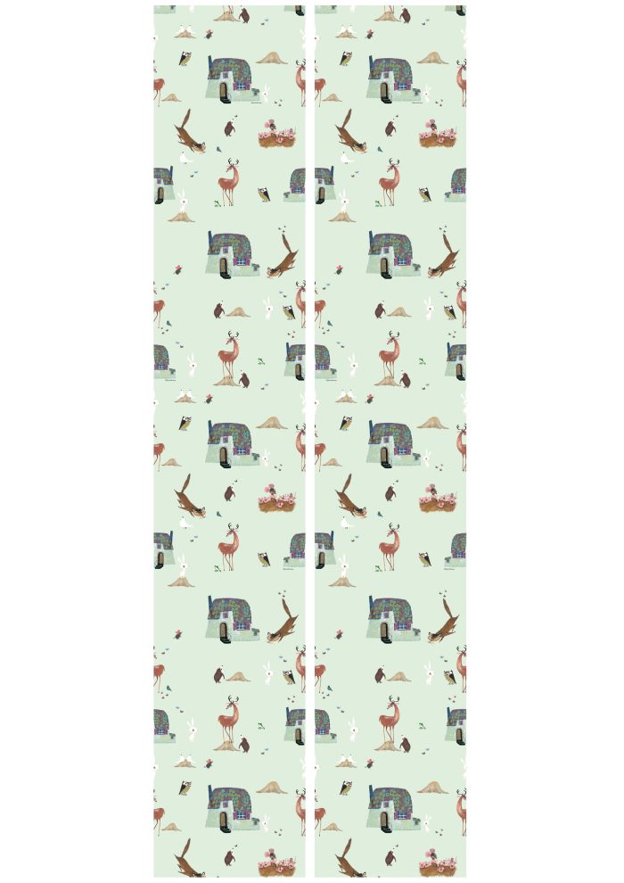 WP-101-Bosdieren-Green_sheets Behang Fiep Westendorp Forest Animals | Mint | 97.4 x 280 cm - Afbeelding 3