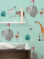Behang Fiep Westendorp Dierenmix | Mint | 97.4 x 280 cm - Afbeelding 2