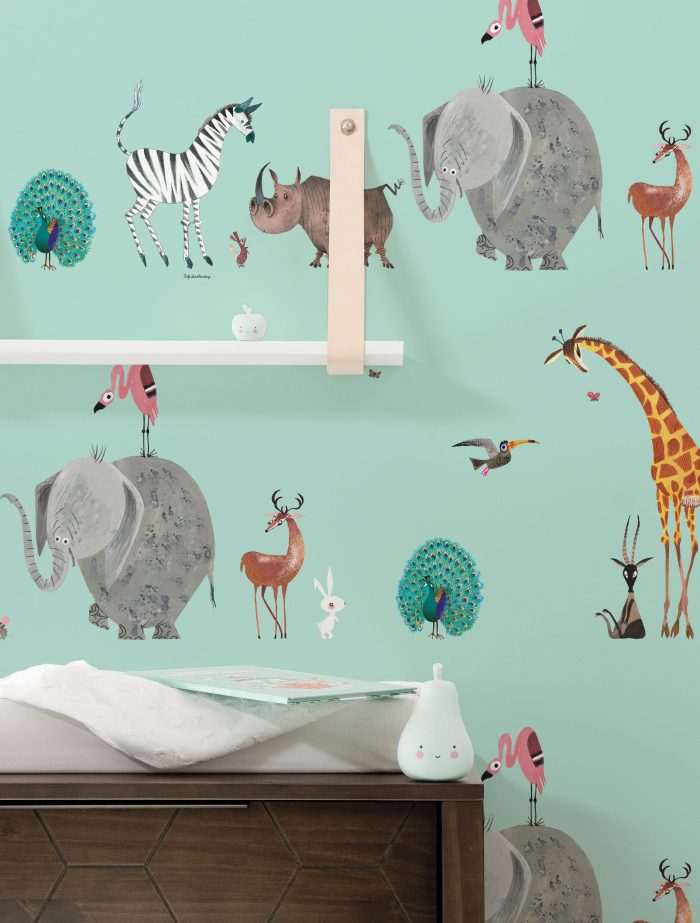 Behang Fiep Westendorp Dierenmix | Mint | 97.4 x 280 cm - Afbeelding 2