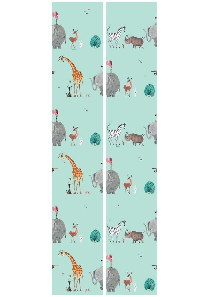 Behang Fiep Westendorp Dierenmix | Mint | 97.4 x 280 cm - Afbeelding 3