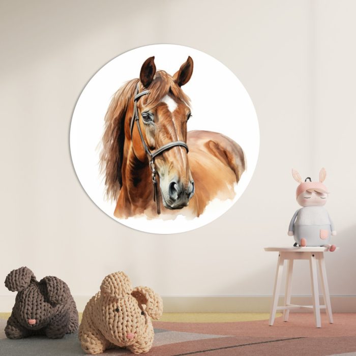 Muurcirkel Bruin Paard | Ø 40 tot 140 cm - Afbeelding 2