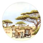 Muurcirkel Leeuwenfamilie | Ø 40 tot 140 cm