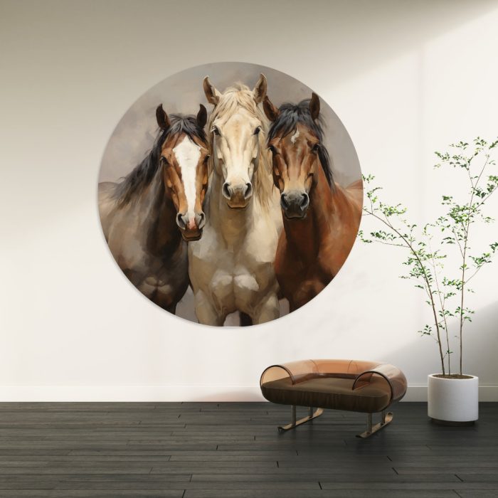 Muurcirkel Paarden | Ø 40 tot 140 cm - Afbeelding 2