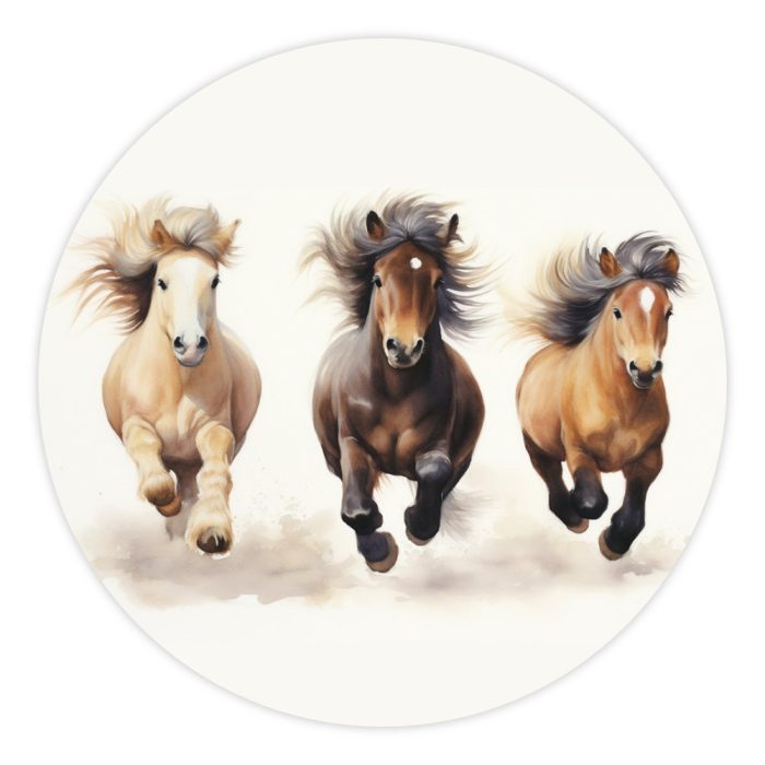 muurcirkel-shetlanders Muurcirkel Mini Paarden | Ø 40 tot 140 cm - Afbeelding 1