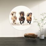Muurcirkel Mini Paarden | Ø 40 tot 140 cm - Afbeelding 2