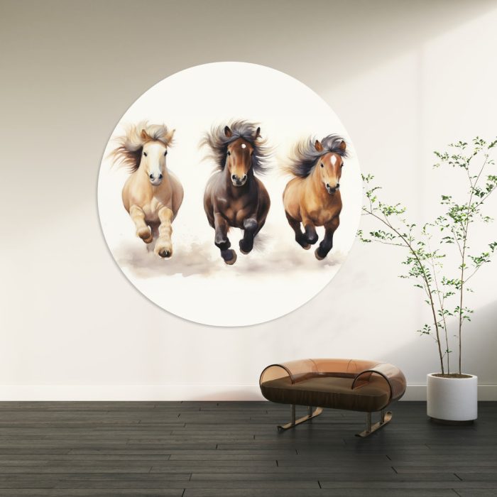 Muurcirkel Mini Paarden | Ø 40 tot 140 cm - Afbeelding 2