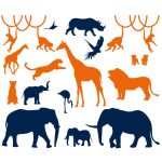 Muursticker Jungledieren 2 kleuren | 40 kleuren