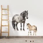 Muursticker Zwart Paard en Veulen - Afbeelding 2