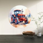 Muurcirkel Rode Tractor | Ø 40 tot 140 cm - Afbeelding 2