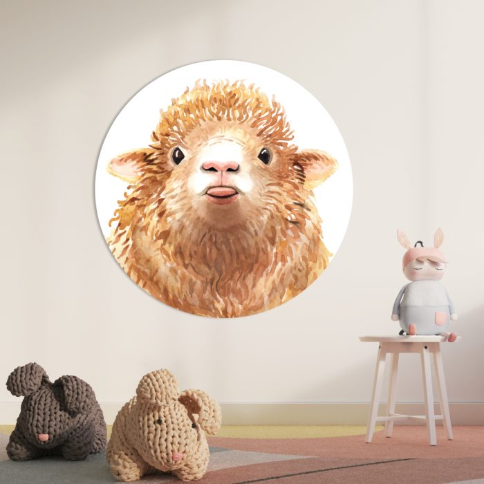 Muurcirkel Schaap | Ø 40 tot 140 cm - Afbeelding 2